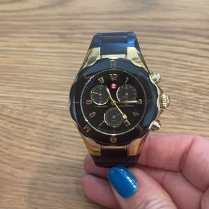 Michele Watch Stainless Steele Rubber Band